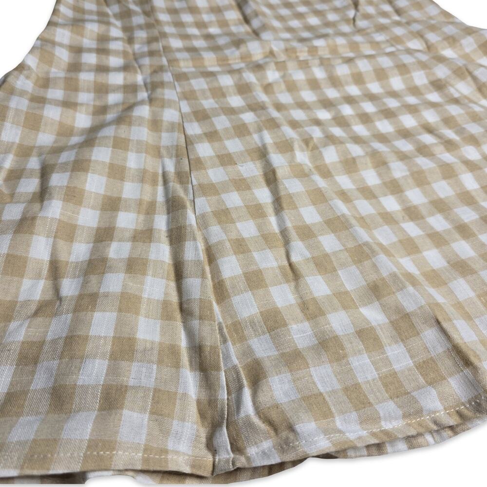 Promesa Gingham Mini Dress L Tan White Plaid Bustier Fit Flare Cottagecore NWT - Picture 12 of 15